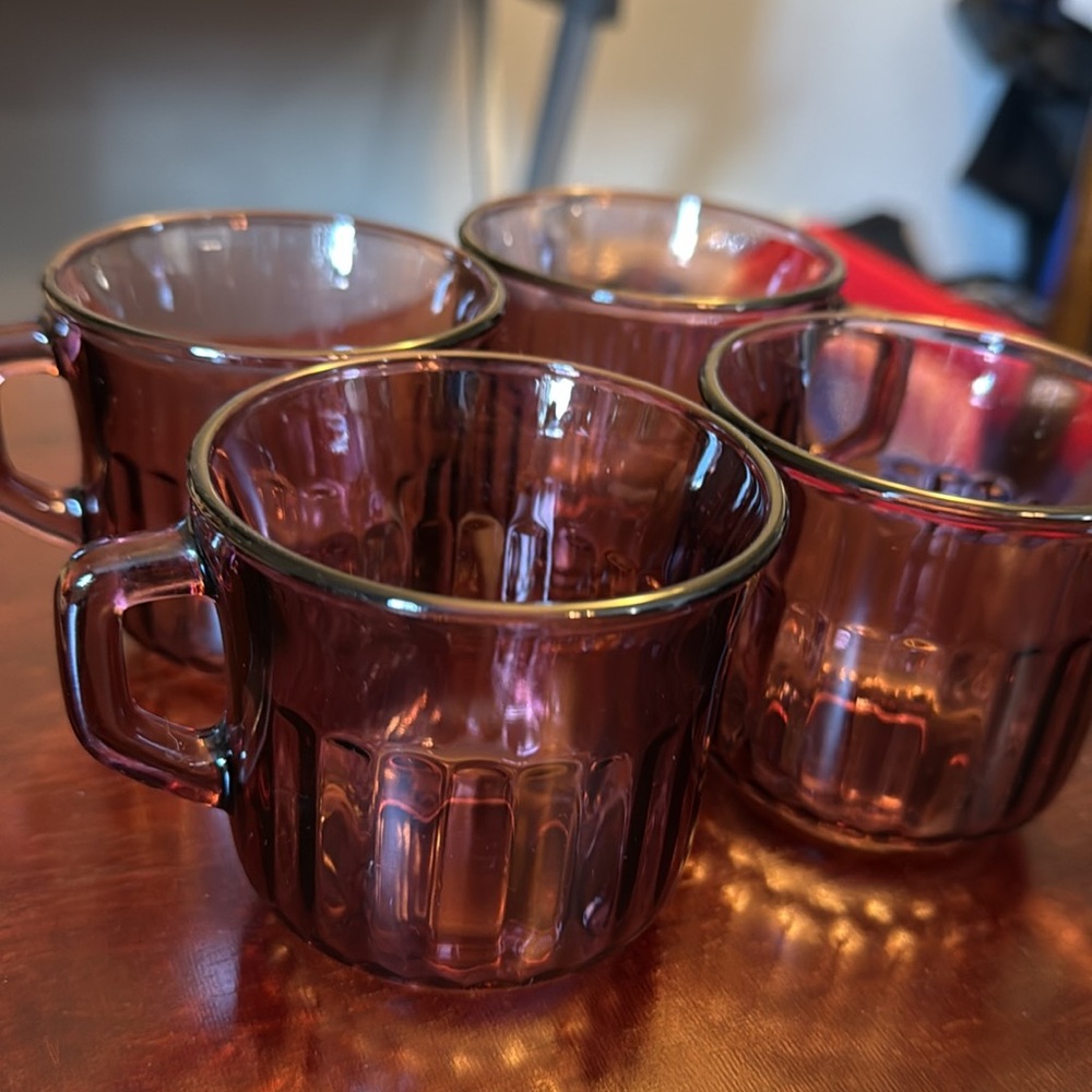 vintage Forte Crisa amethyst glass mugs set if 4 made in Mexico - Picture 4 of 5